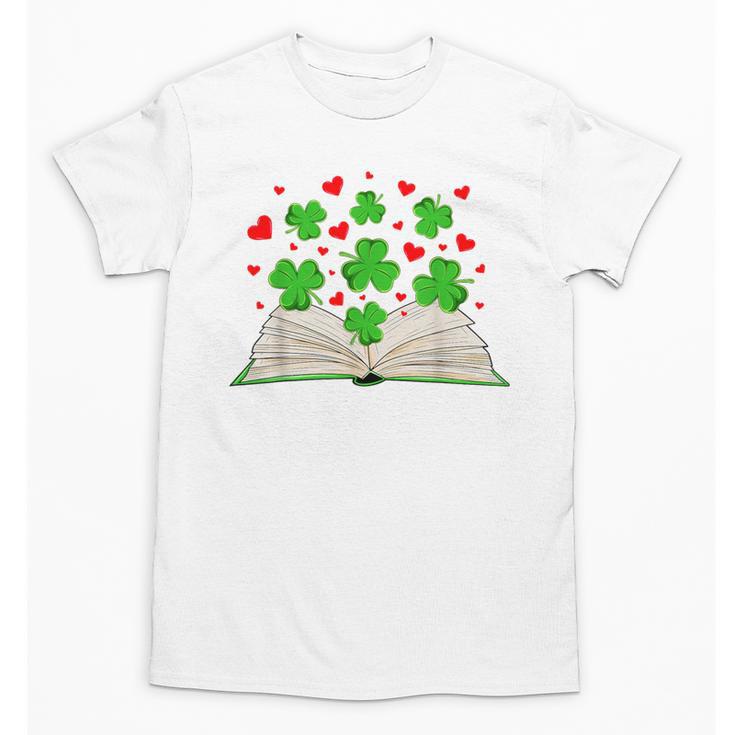 Book With Shamrocks Librarian Saint Patrick's Day Kids Unisex T-Shirt