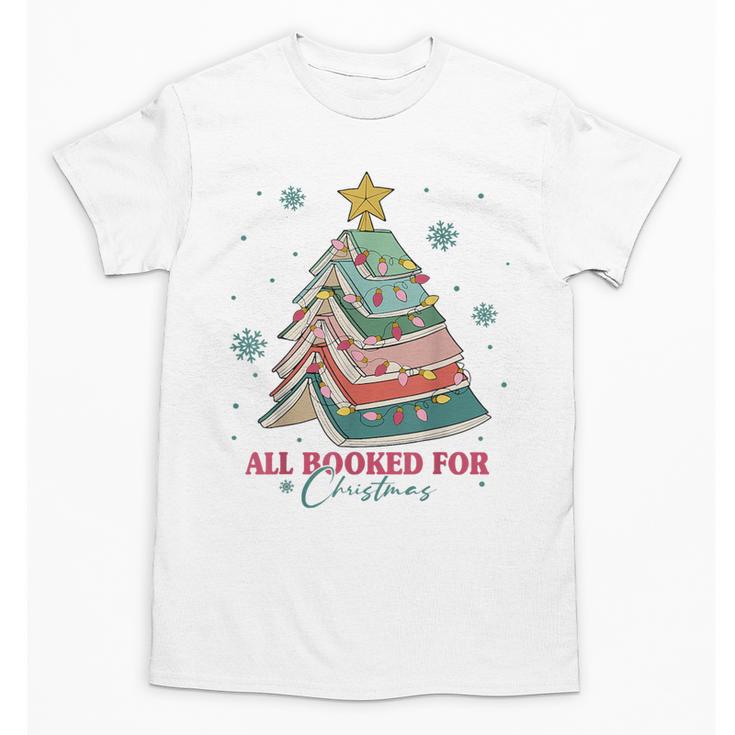 All Booked For Christmas Book Christmas Tree Lights Bookish Unisex T-Shirt
