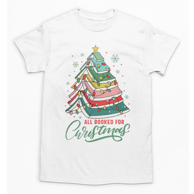 All Booked For Christmas Book Xmas Tree Lights Reading Girly Unisex T-Shirt