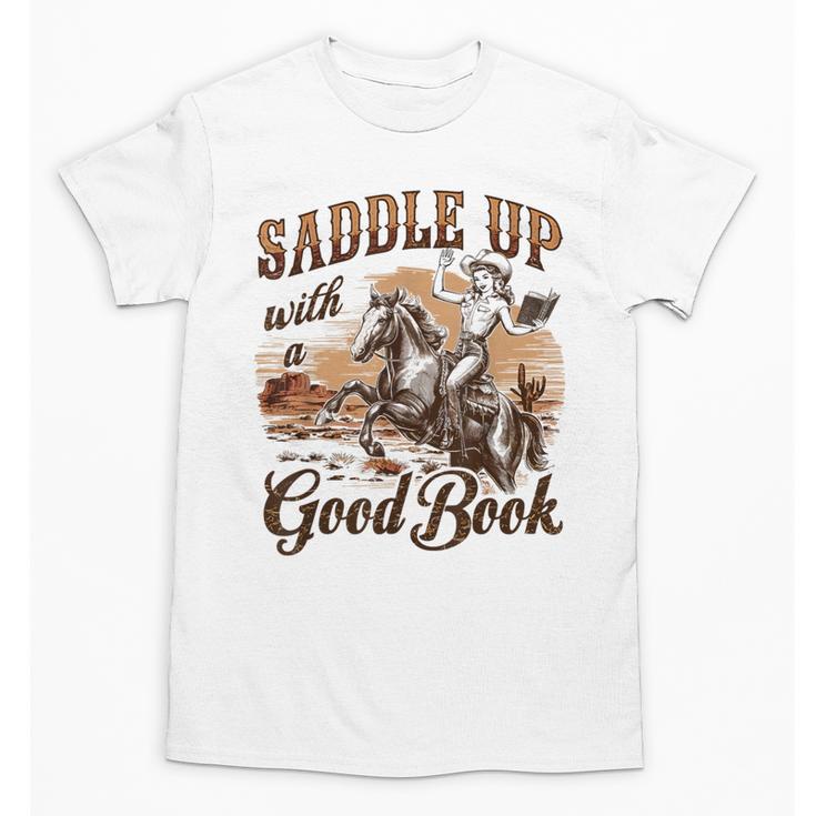 Bookish Retro Western Cowgirl Texas Book Lover Novel Reader Unisex T-Shirt