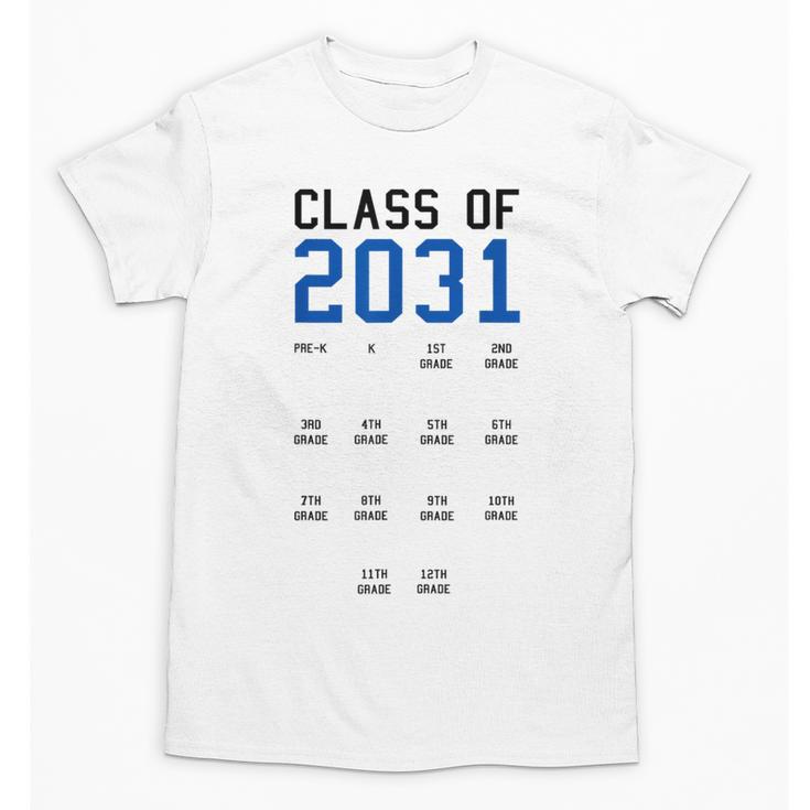 Class Of 2031 Graduation T-Shirt With Space For Handprints Unisex T-Shirt