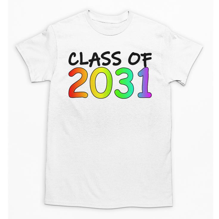 Class Of 2031 Pre-K -12th Grade Hand Prints Space Graduation Unisex T-Shirt