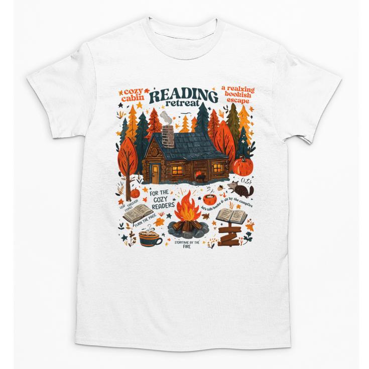 Cozy Reading Cabin Retreat Fall Bookish Autumn Cozy Reader Unisex T-Shirt