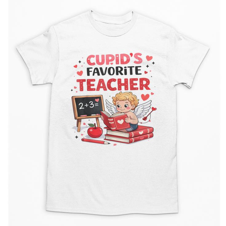 Cupid's Favorite Math Teacher Valentine Reading Book Women Unisex T-Shirt