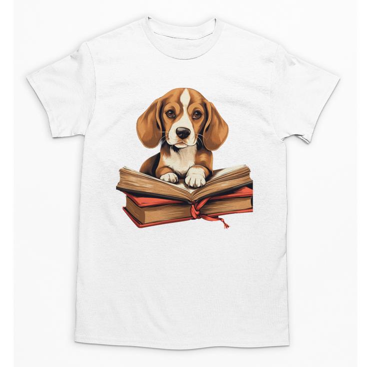 Cute Dog Beagle Reading Book Unisex T-Shirt