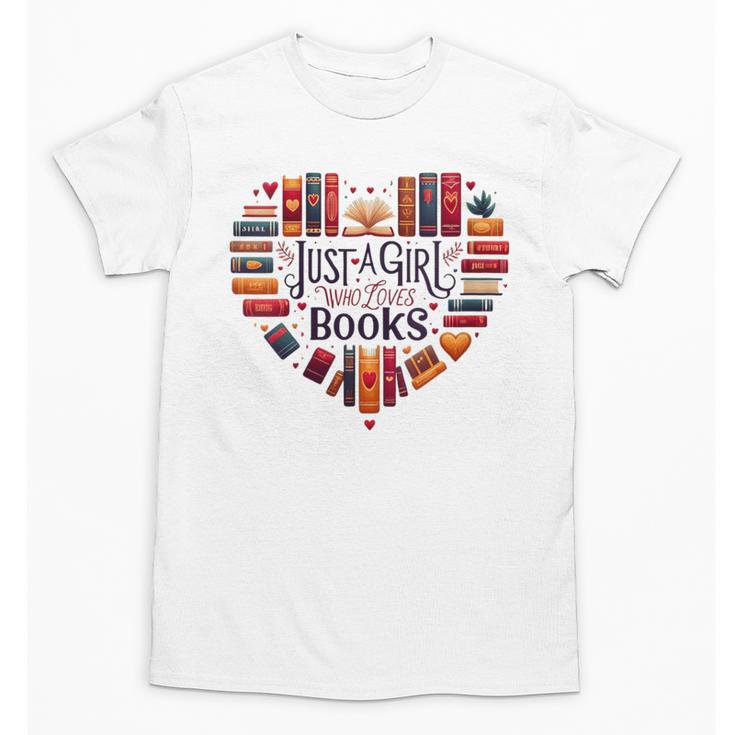 Cute Just A Girl Who Loves Books Heart Shape Reader Unisex T-Shirt