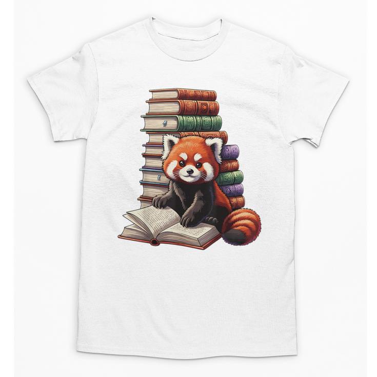 Cute Red Panda Reading Book Animal Bookworm Unisex T-Shirt