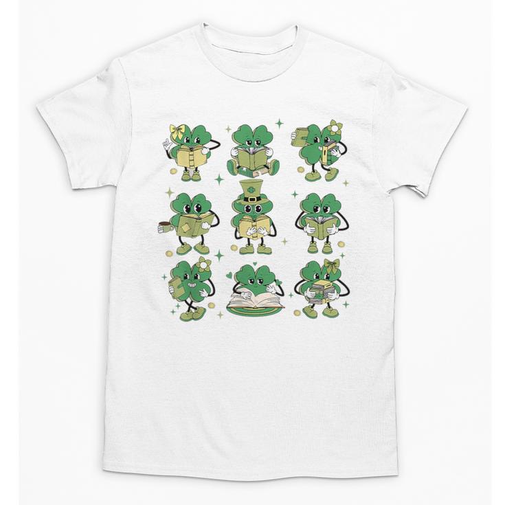 Cute Shamrock Reading Books St Patrick's Day Teacher Reading Unisex T-Shirt