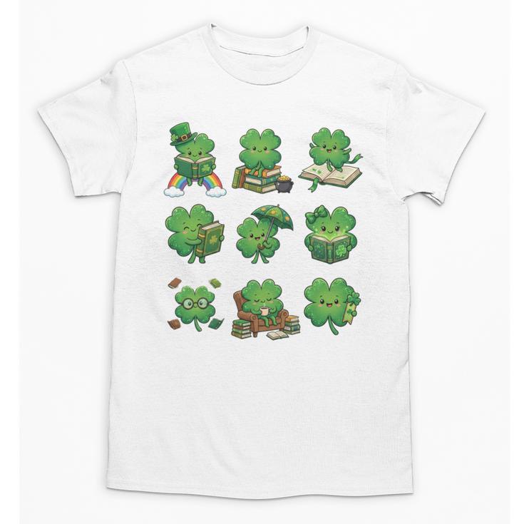 Cute Shamrock Reading St Patricks Day Teacher Book Lovers Unisex T-Shirt