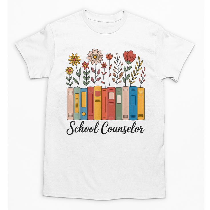 Cute Wildflower Book School Counseling Life School Counselor Unisex T-Shirt