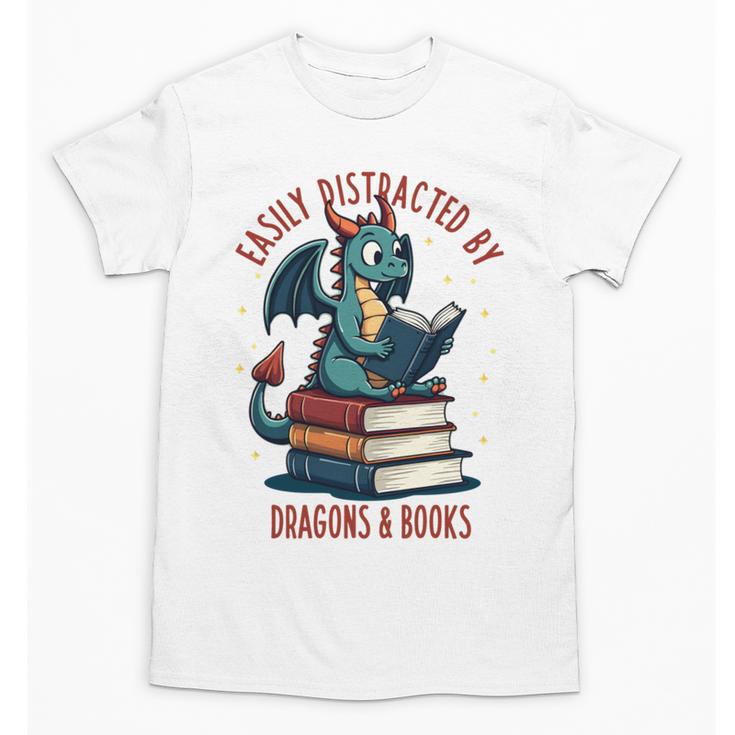 Dark Romance Romantasy Easily Distracted By Dragons & Books Unisex T-Shirt