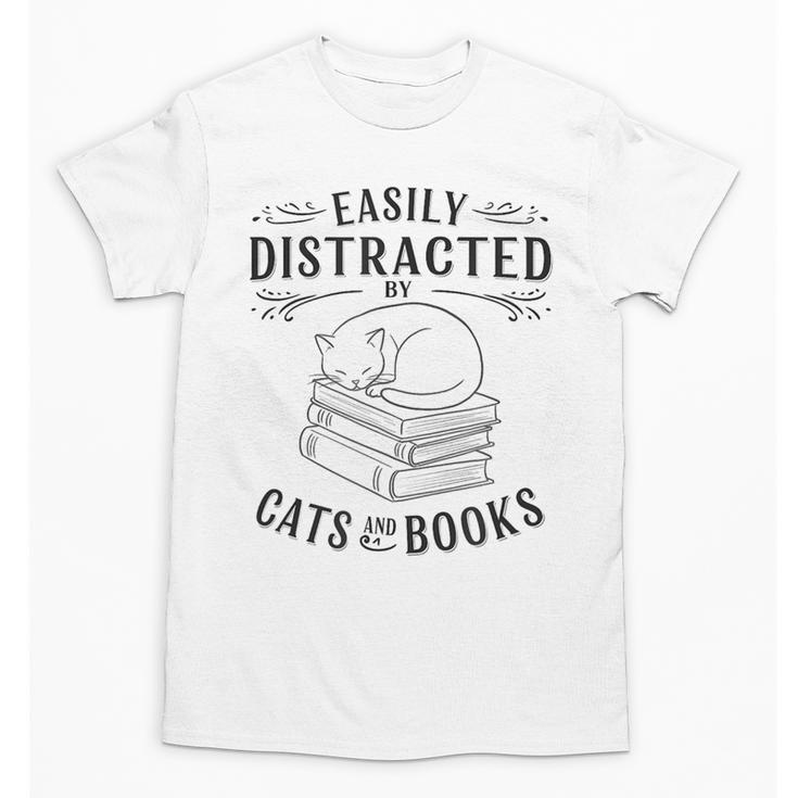 Easily Distracted By Cats And Books For Women Unisex T-Shirt