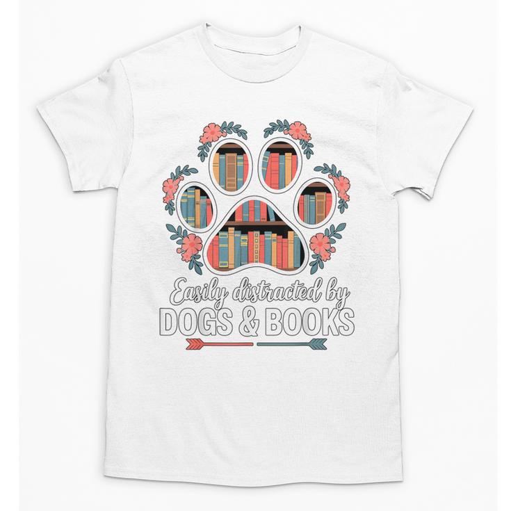 Easily Distracted By Dogs And Books Reading Unisex T-Shirt