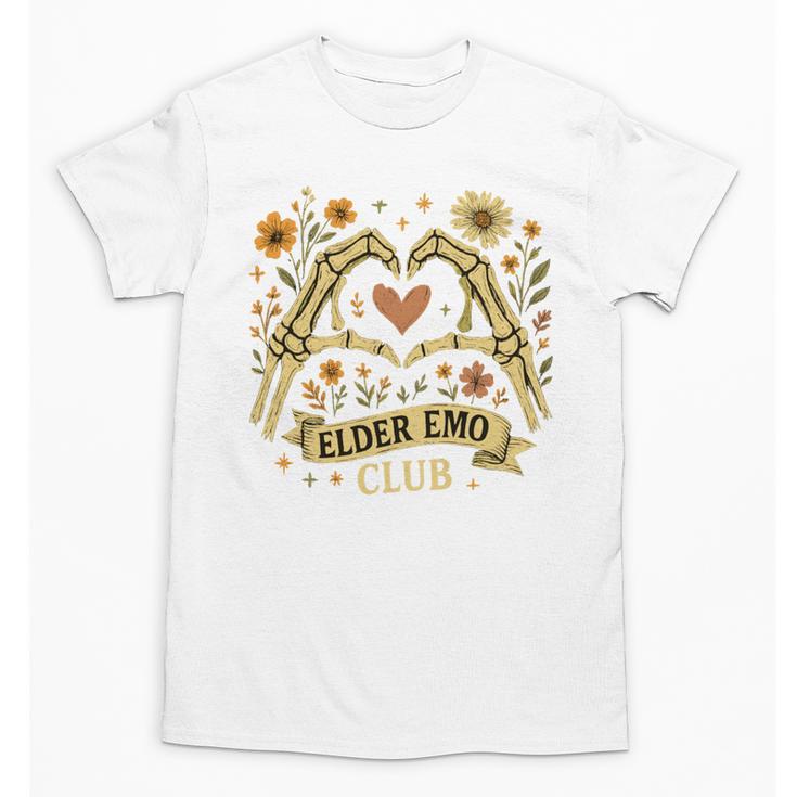 Elder Emo Club Skeleton Hands Heart Nostalgia Unisex T-Shirt