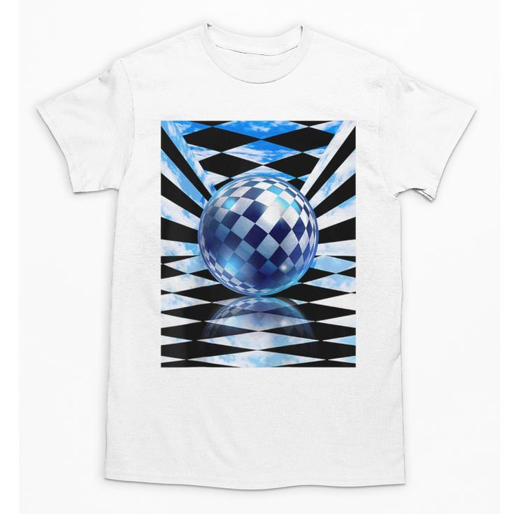 Frutiger Aero Aesthetic Tech Checkered Room Orb Sky Raglan Baseball Tee Unisex T-Shirt