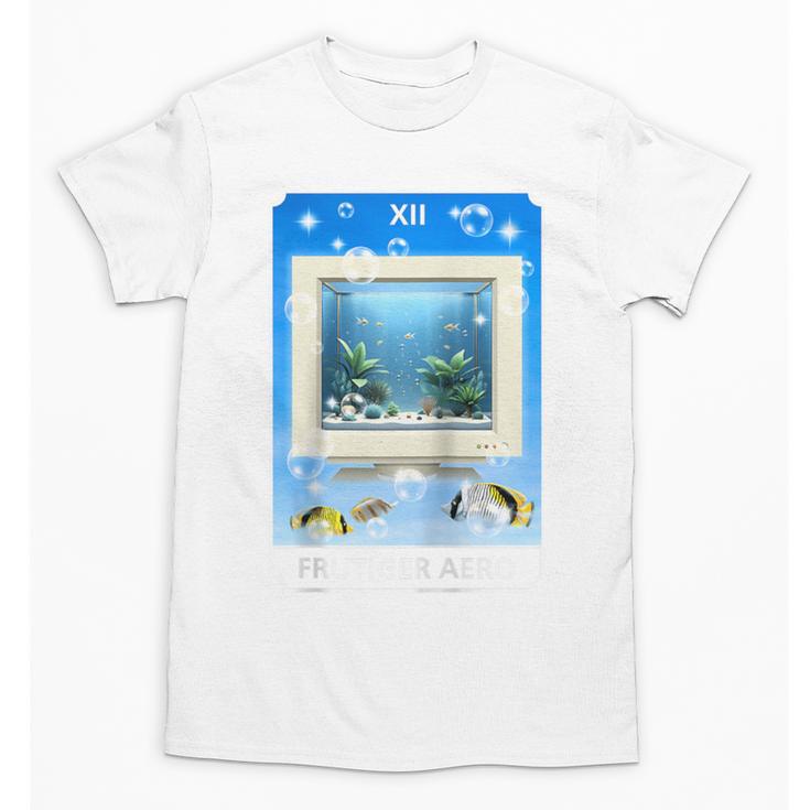 Frutiger Aero Aesthetic Tech Computer Aquarium Tarot Card Raglan Baseball Tee Unisex T-Shirt