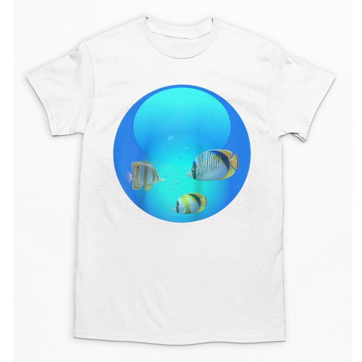 Frutiger Aero Aesthetic Tech Orb Fishes Raglan Baseball Tee Unisex T-Shirt