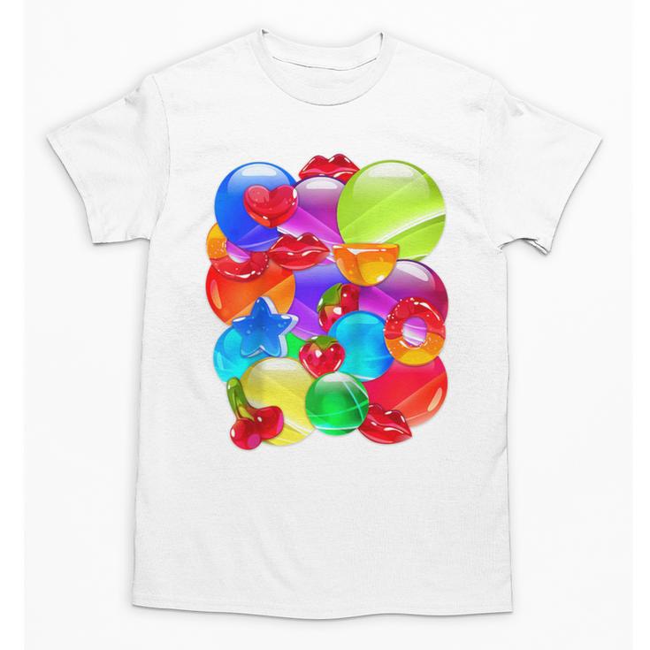 Frutiger Aero Aesthetic Tech Orb Pattern Heart Cherry Lips Raglan Baseball Tee Unisex T-Shirt