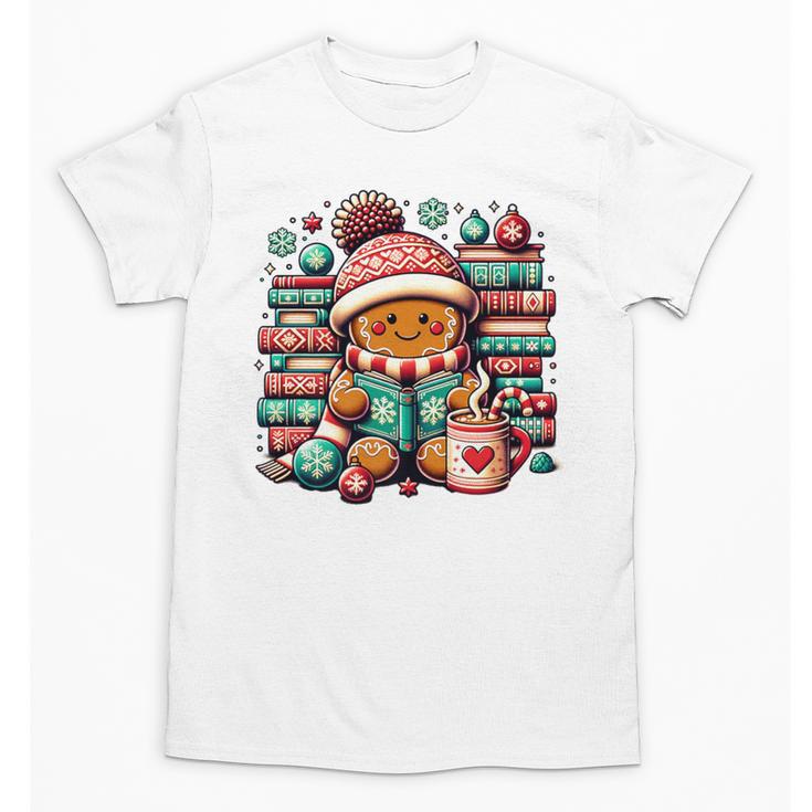 Gingerbread Reading Book Lovers Christmas Bookworm Librarian Premium Unisex T-Shirt