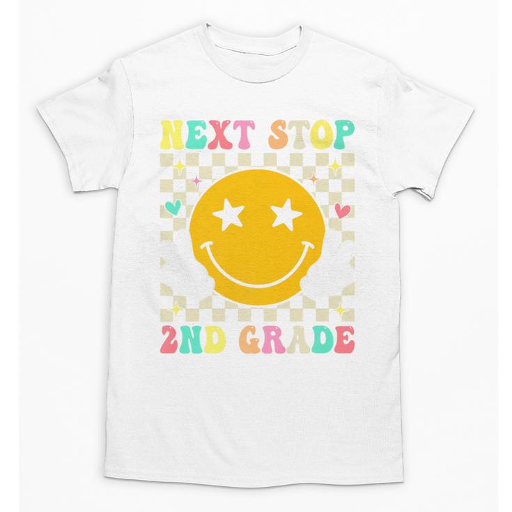 Groovy Next Stop 2nd Grade 1st Grade Graduation 2025 Premium Unisex T-Shirt