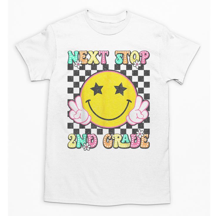Groovy Next Stop 2nd Grade 1st Grade Graduation 2025 Unisex T-Shirt