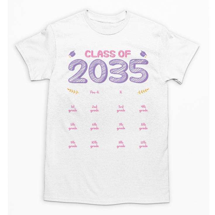 Grow With Me Graduation First Day Of School Class Of 2035 Unisex T-Shirt