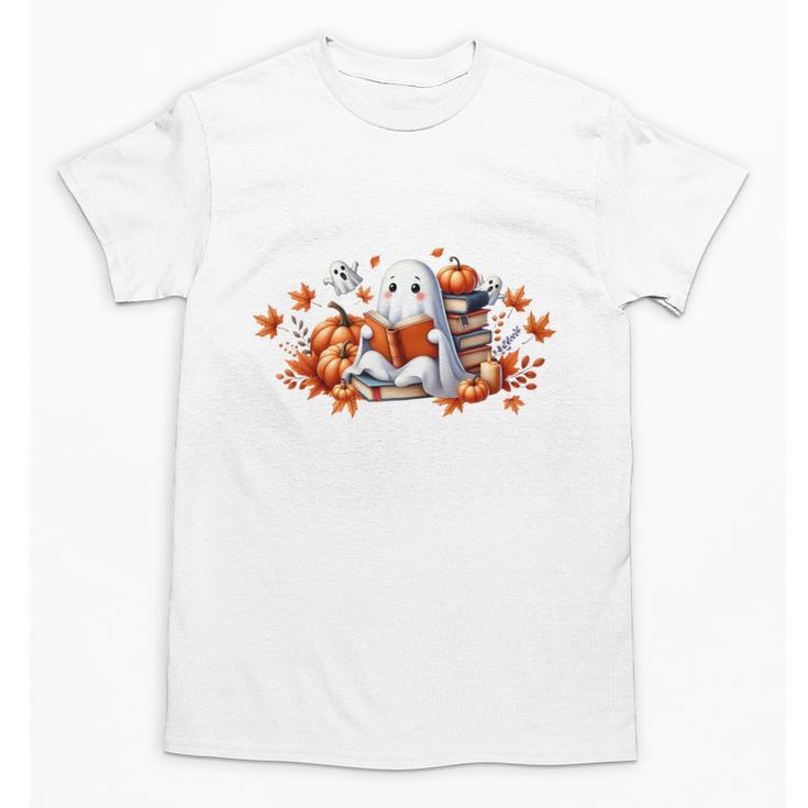 Halloween Book Lover Ghost Witch Books & Pumpkins Unisex T-Shirt