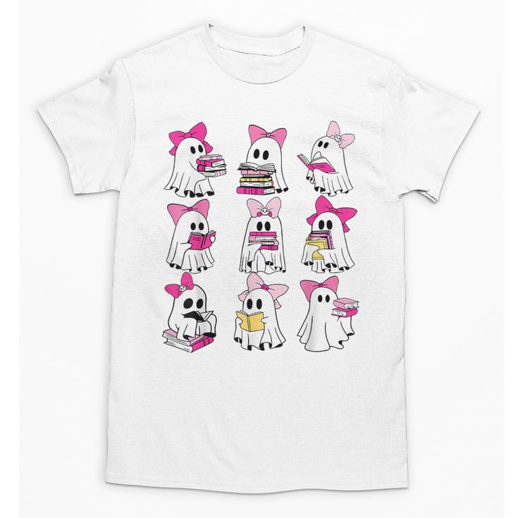 Halloween Pink Ghost Read More Books Spooky Boo Teacher Kids Unisex T-Shirt