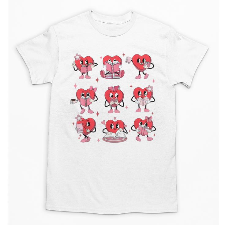 Heart Holding Reading Books Valentine Teacher Book Lover Unisex T-Shirt