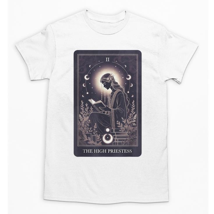 High Priestess Tarot Art Celestial Mystic Book Lover Unisex T-Shirt