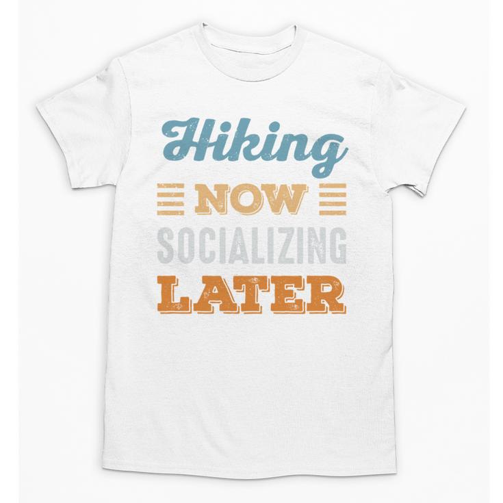 Hiking Now Minimal Socializing Introvert Vintage Unisex T-Shirt