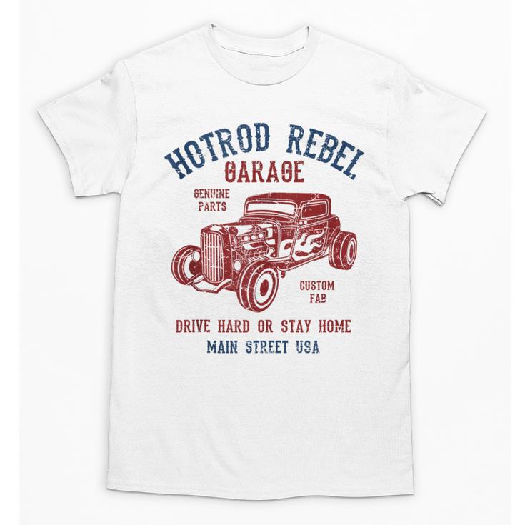 Hotrod Rebel Automotive Nostalgia Old Car Distressed Unisex T-Shirt