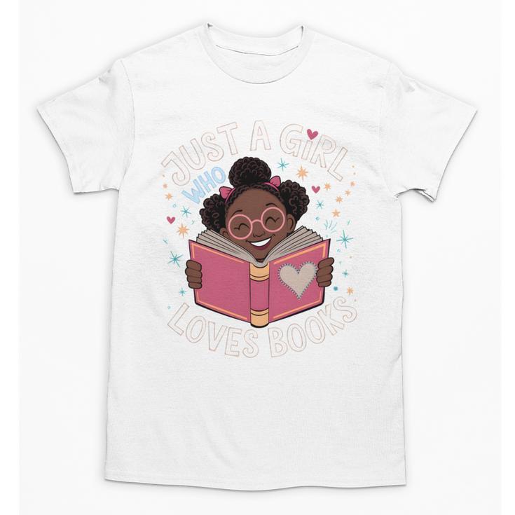 Just A Girl Who Loves Books Cute African American Afro Unisex T-Shirt