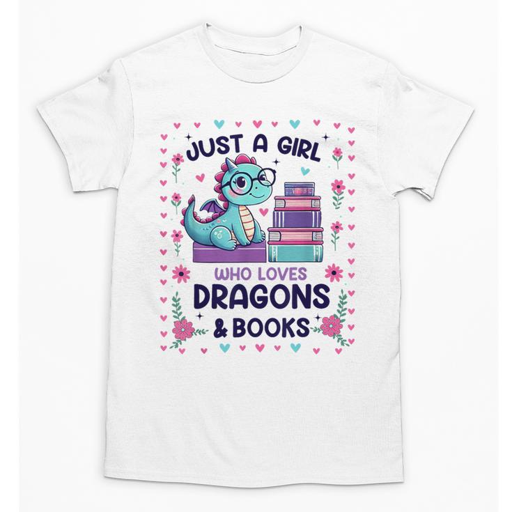 Just A Girl Who Loves Dragons And Books Lover Reading Book Unisex T-Shirt
