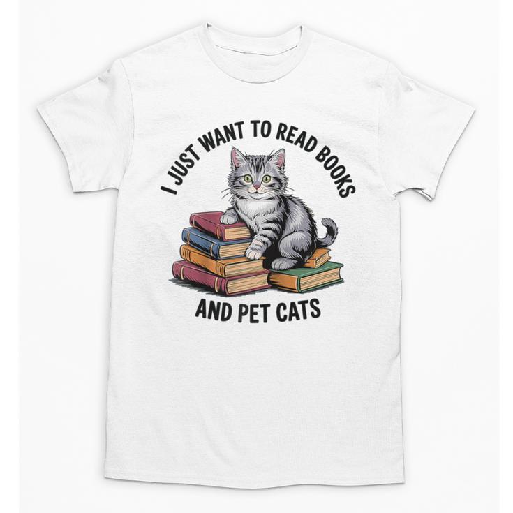 I Just Want To Read Books And Pet Cats Raglan Baseball Tee Unisex T-Shirt