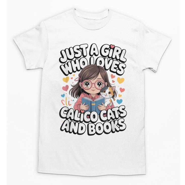Kawaii Cat And Books Just A Girl Who Loves Both Unisex T-Shirt