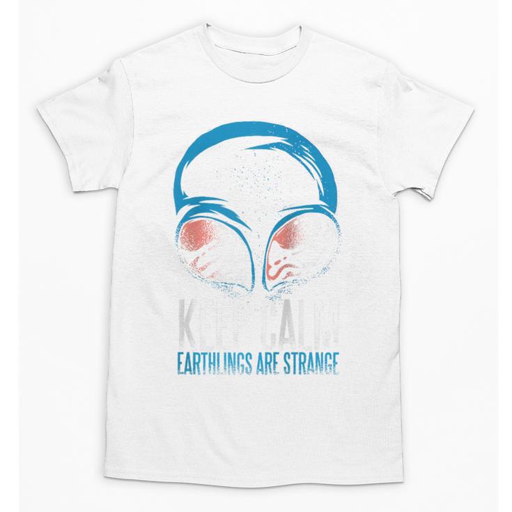 Keep Calm Earthlings Are Strange Alien Introvert Raglan Baseball Tee Unisex T-Shirt