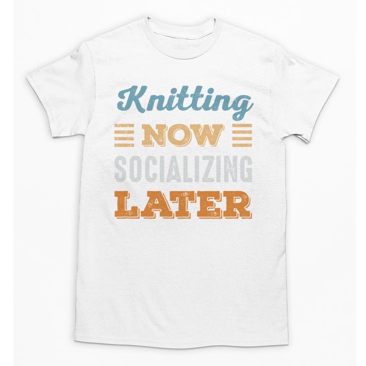 Knitting Now Minimal Socializing Introvert Vintage Unisex T-Shirt