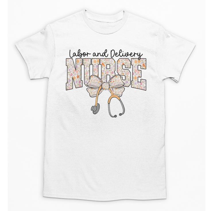 Labor And Delivery Nurse Stethoscope Coquette Bow Graduation Unisex T-Shirt