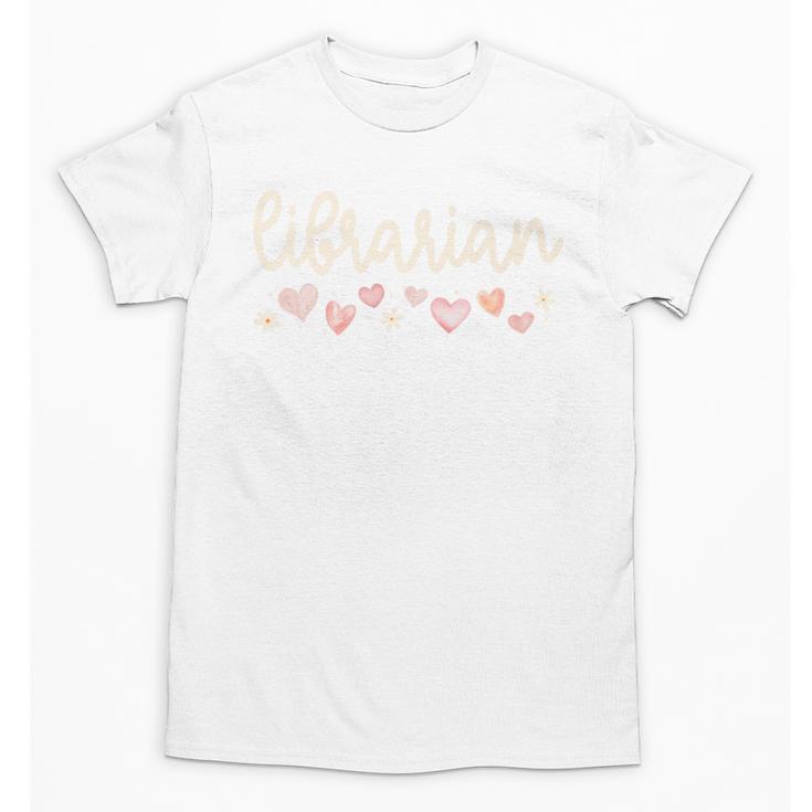 Librarian Valentines Day Daisy School Library Book Lover Premium Unisex T-Shirt
