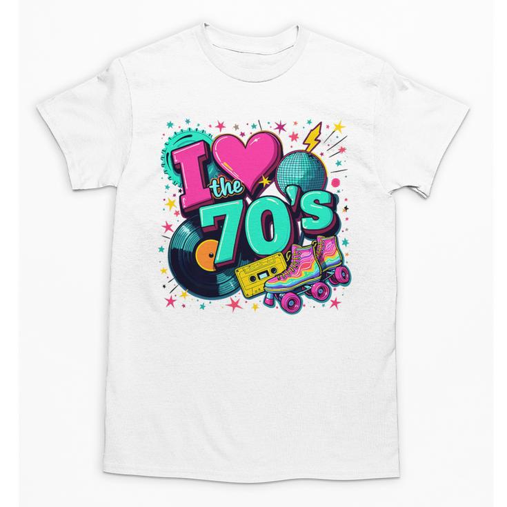 I Love The 70s Retro Cassette Roller Vinyl Disco Nostalgia Premium Tri-Blend Unisex T-Shirt