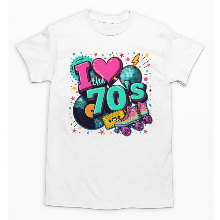 I Love The 70s Retro Cassette Roller Vinyl Disco Nostalgia Unisex T-Shirt