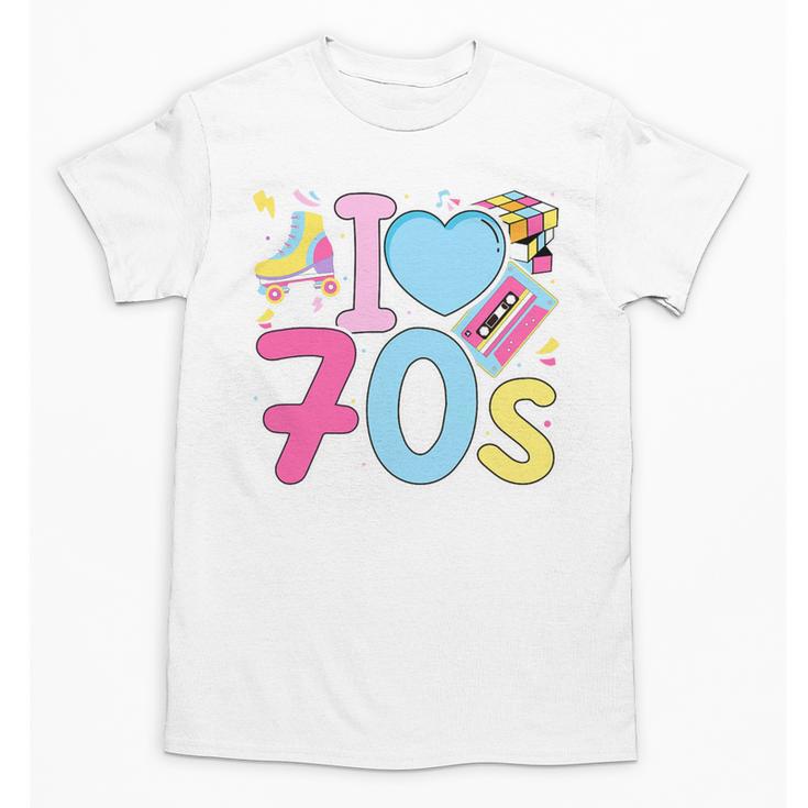 I Love 70's Retro Style Nostalgia Vibe 1970's Party Premium Tri-Blend Unisex T-Shirt