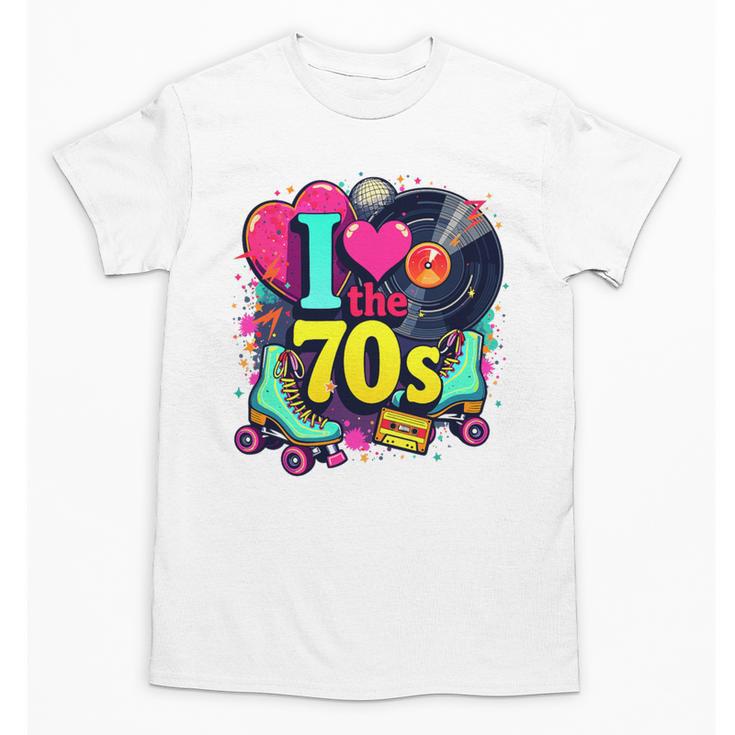 I Love The 70s Vintage Cassette Roller Vinyl Nostalgia 70s Premium Tri-Blend Unisex T-Shirt