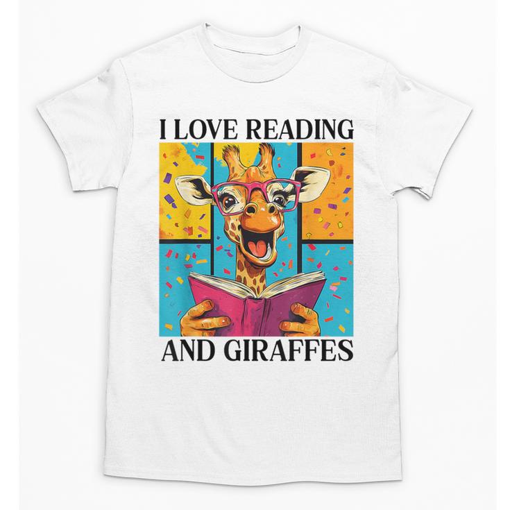 Love Reading And Giraffes Cute Giraffe Reading Book Lovers Unisex T-Shirt