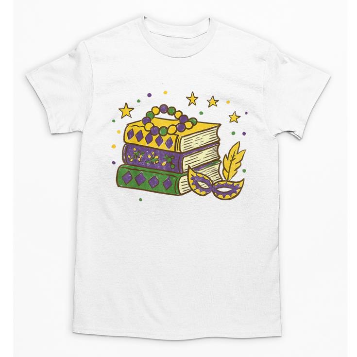 Mardi Gras Book Lover Reading Reader Men Women Kids Unisex T-Shirt