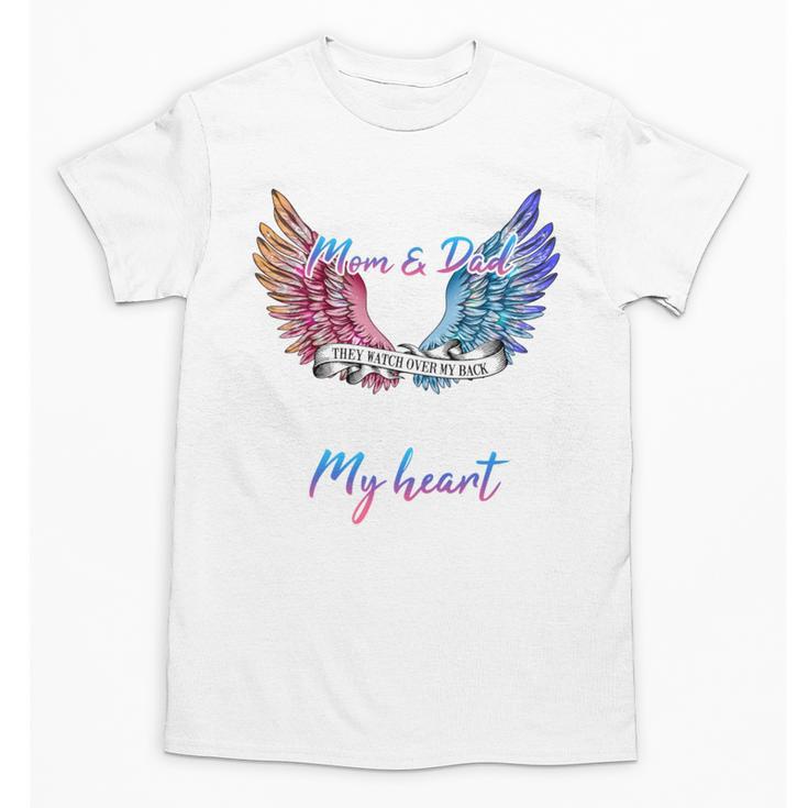 In Memory Of Mom Dad In Heaven Guardian Angel Wings Memorial Unisex T-Shirt