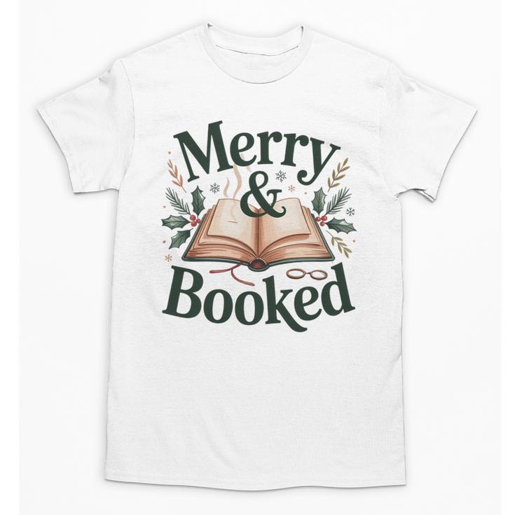 Merry And Booked Holiday Reading Winter Book Lover Premium Tri-Blend Unisex T-Shirt