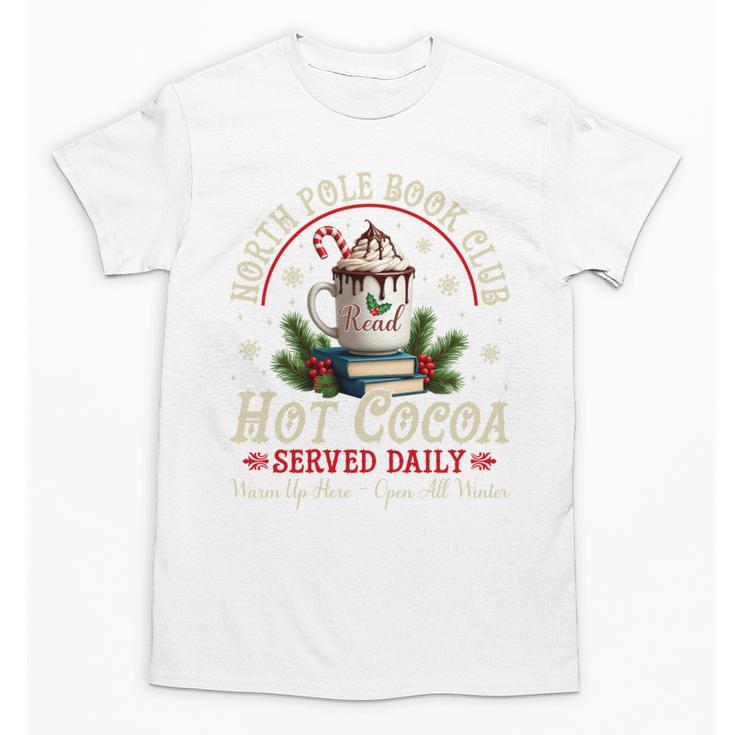 North Pole Book Club Hot Cocoa Librarians Bookish Christmas Unisex T-Shirt