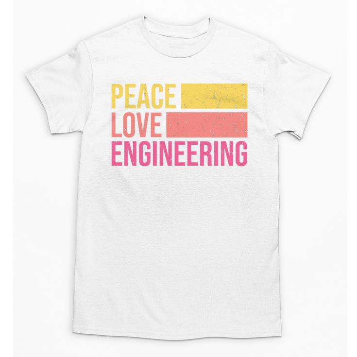 Peace Love Engineering Engineer School Graduation Retro Unisex T-Shirt